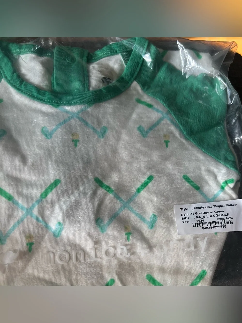 Monica & Andy Shorty Little Slugger Romper Golf Day Gender Neutral 0-3 Month NWT